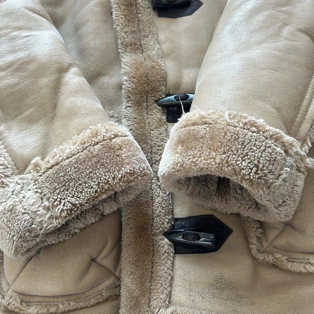 RARE‎ Jordan Craig Joe Faux Leather Shearling Coat Faux Fur in Latte Kids 7